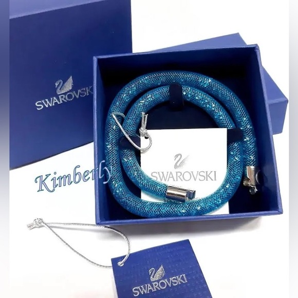 Swarovski Crystal Stardust Blue Double Wrap Bracelet/Choker BNWT - Picture 8 of 14